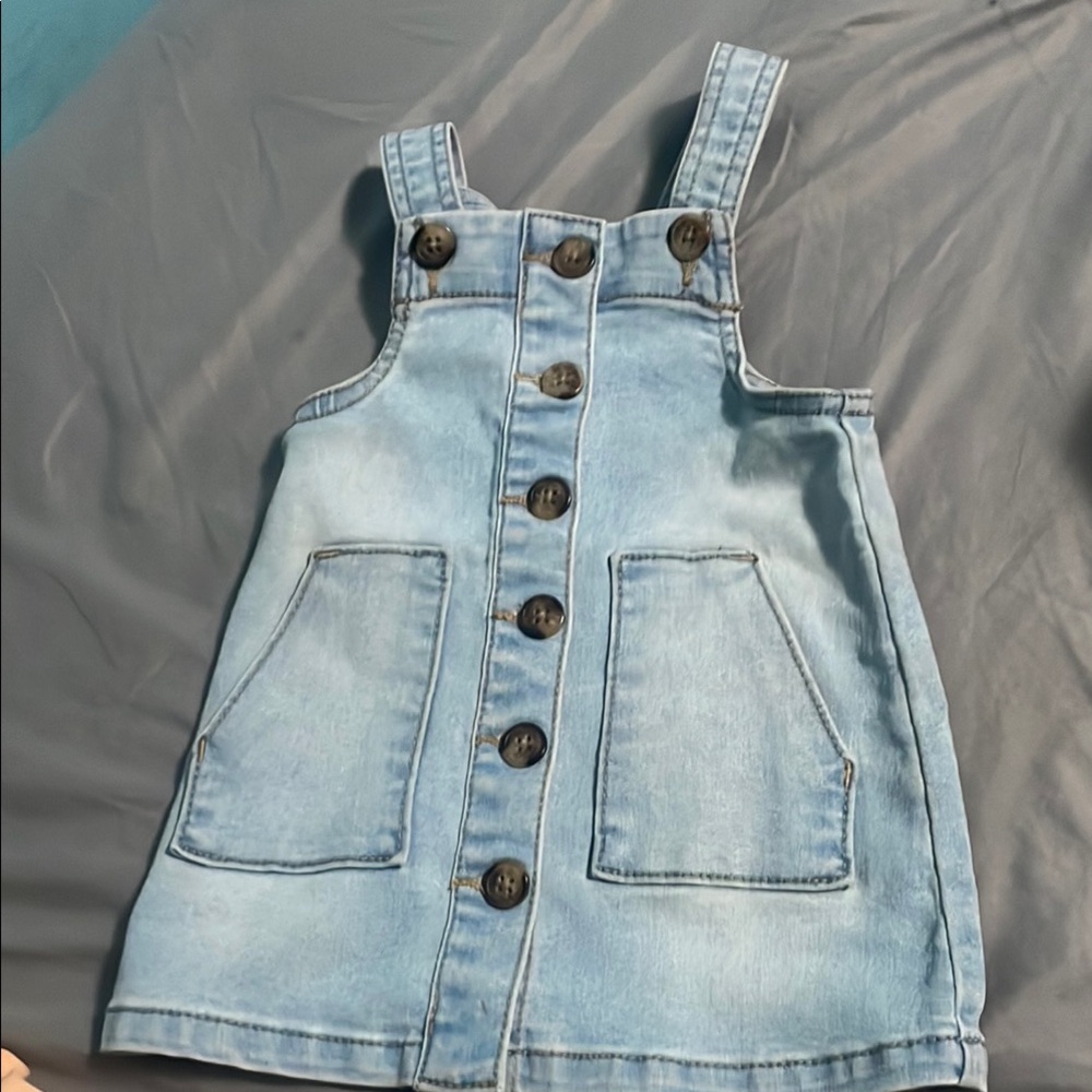 Kids Blue Denim Button-Front Dress